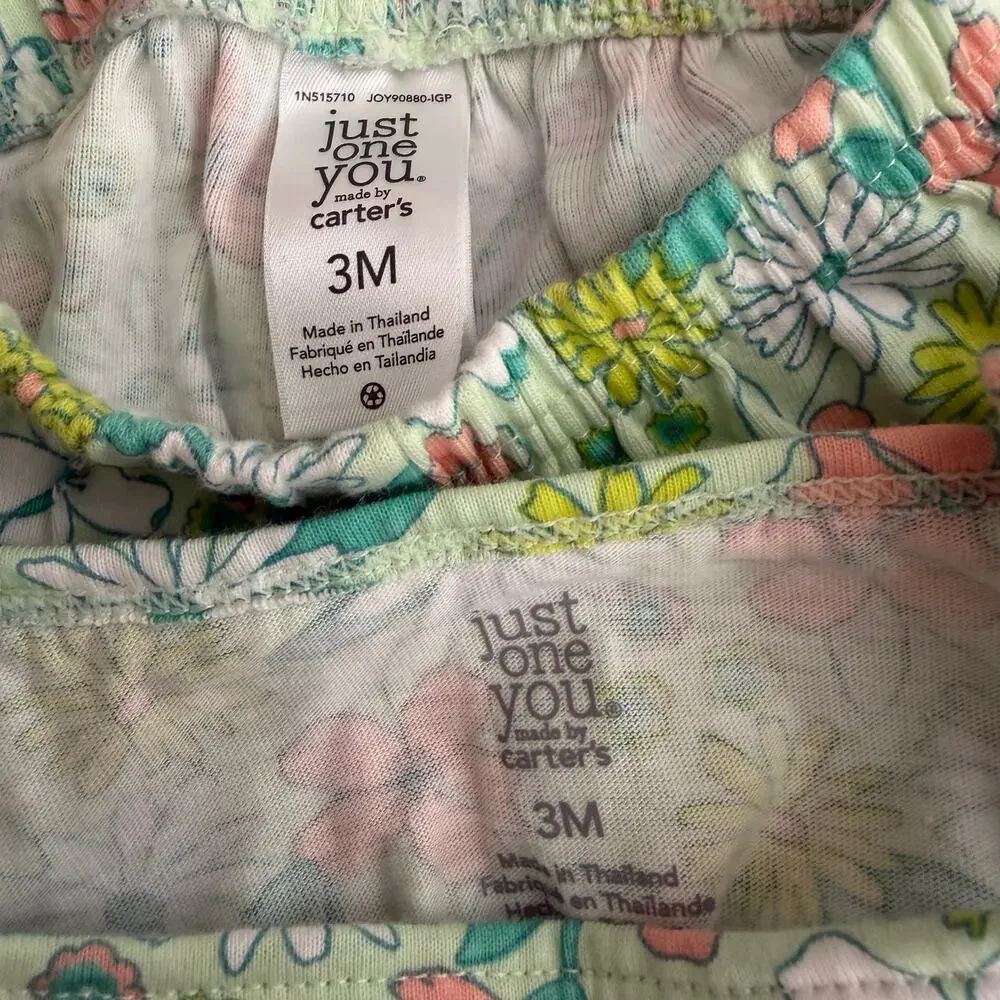 Carter's Just One You 2-piece tiered tank top and bloomer set green floral print